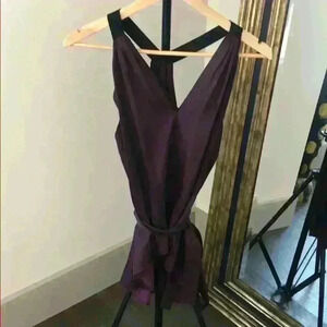 BCBG Bordeaux color tank black straps tie waist